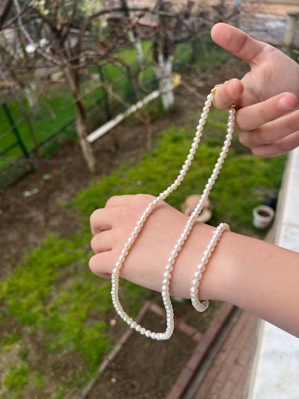 photo_6042065597677814455_y 50 cm Küçük İnci Kolye - Görsel 1