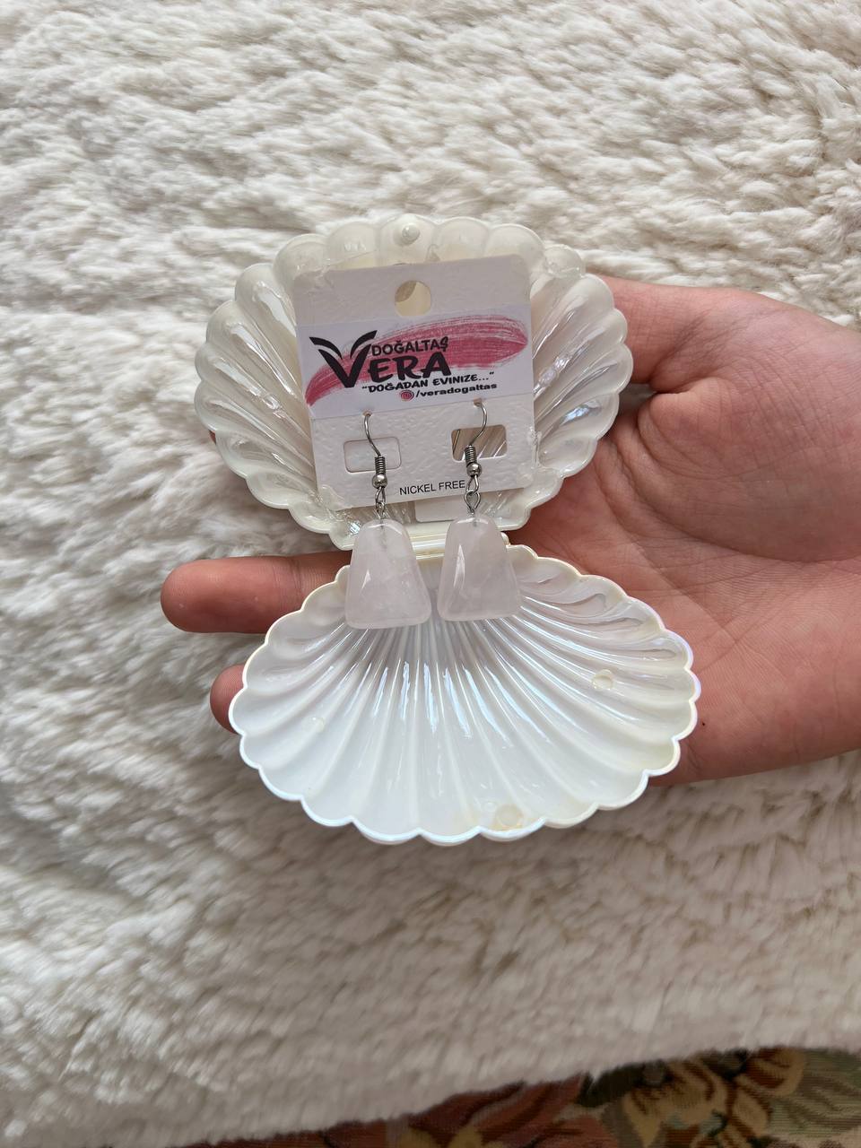 photo_6046163194046693995_y küt kesimli pembe kuvars küpe - Görsel 1