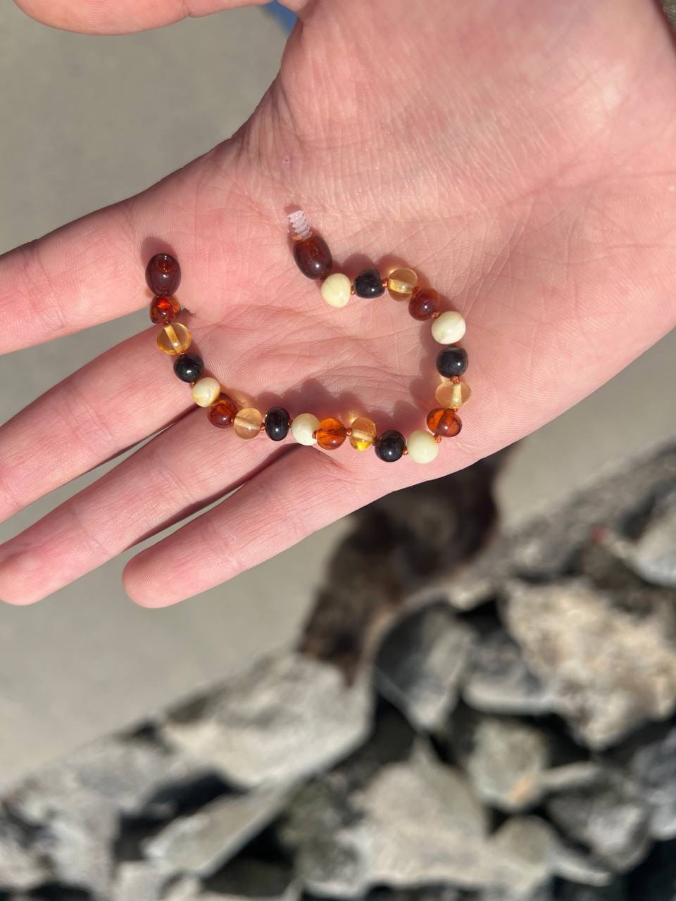 IMG_0389 Karısık renk bebek kehribar bileklik - Görsel 1