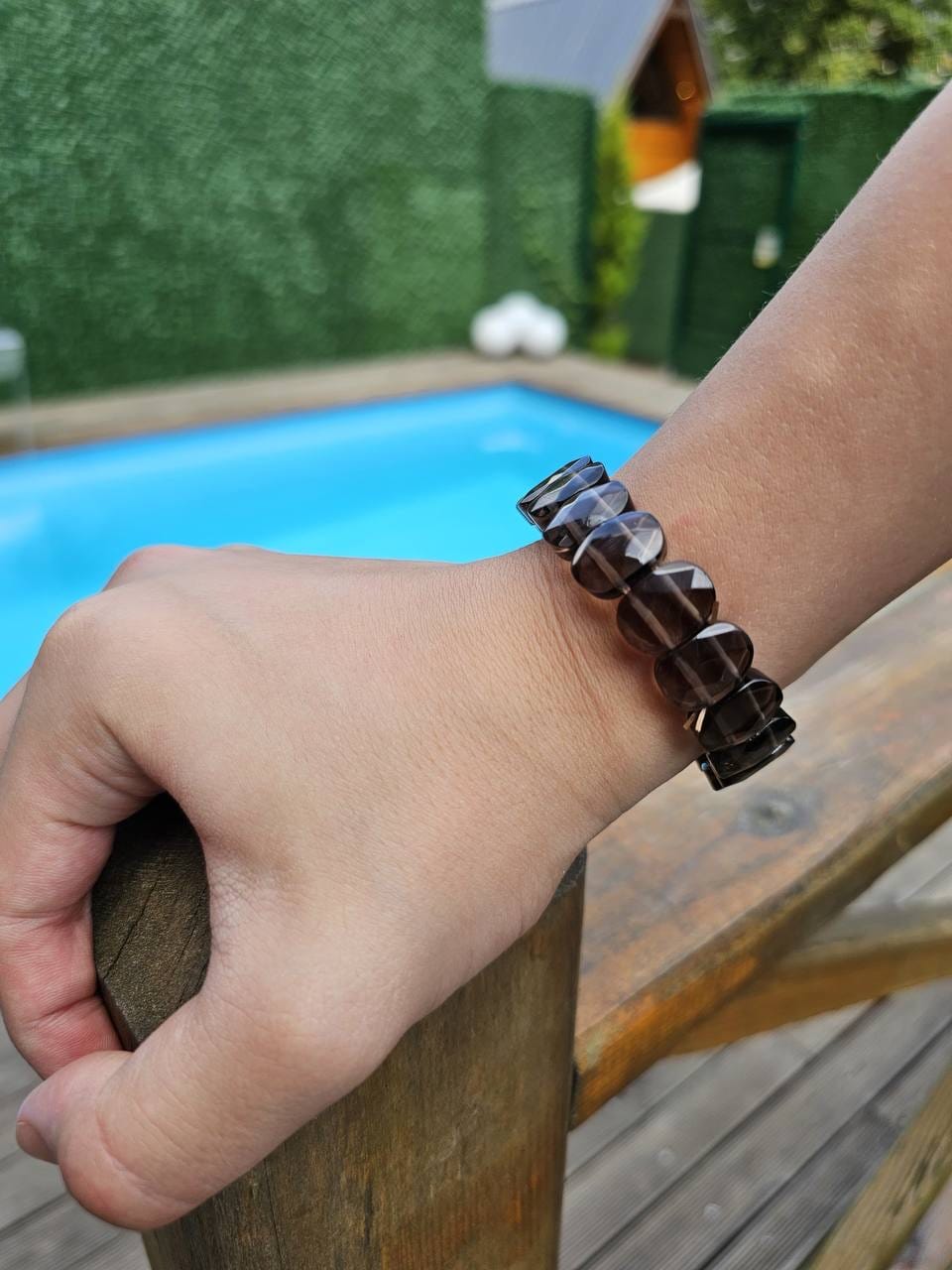 IMG_0424 Kare kesim dumanlı kuvars bileklik - Görsel 1