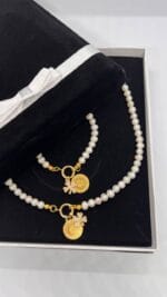 Altın takılabilir kilitli 8mm inci set