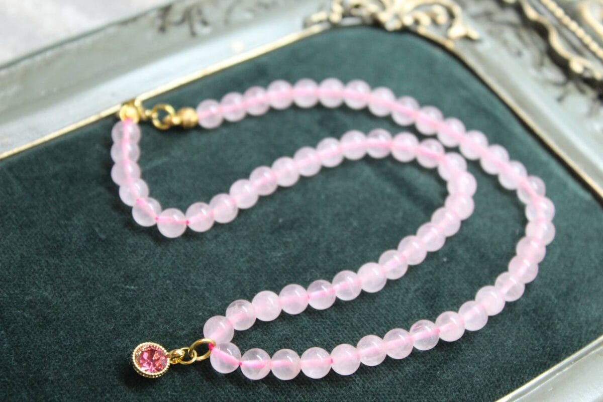 6 mm Pembe kuvars kolye - Görsel 3