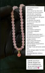 6 mm Pembe kuvars kolye - Görsel 2