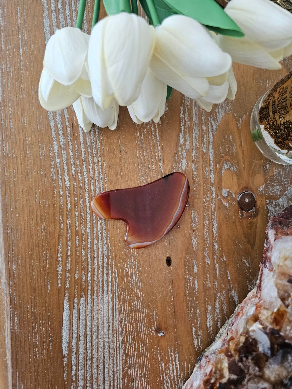Akik taşı gua sha (Yüz masaj aleti) - Görsel 3
