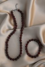 Hematit 8 mm Akik taşı Set (Bileklik ve kolye)